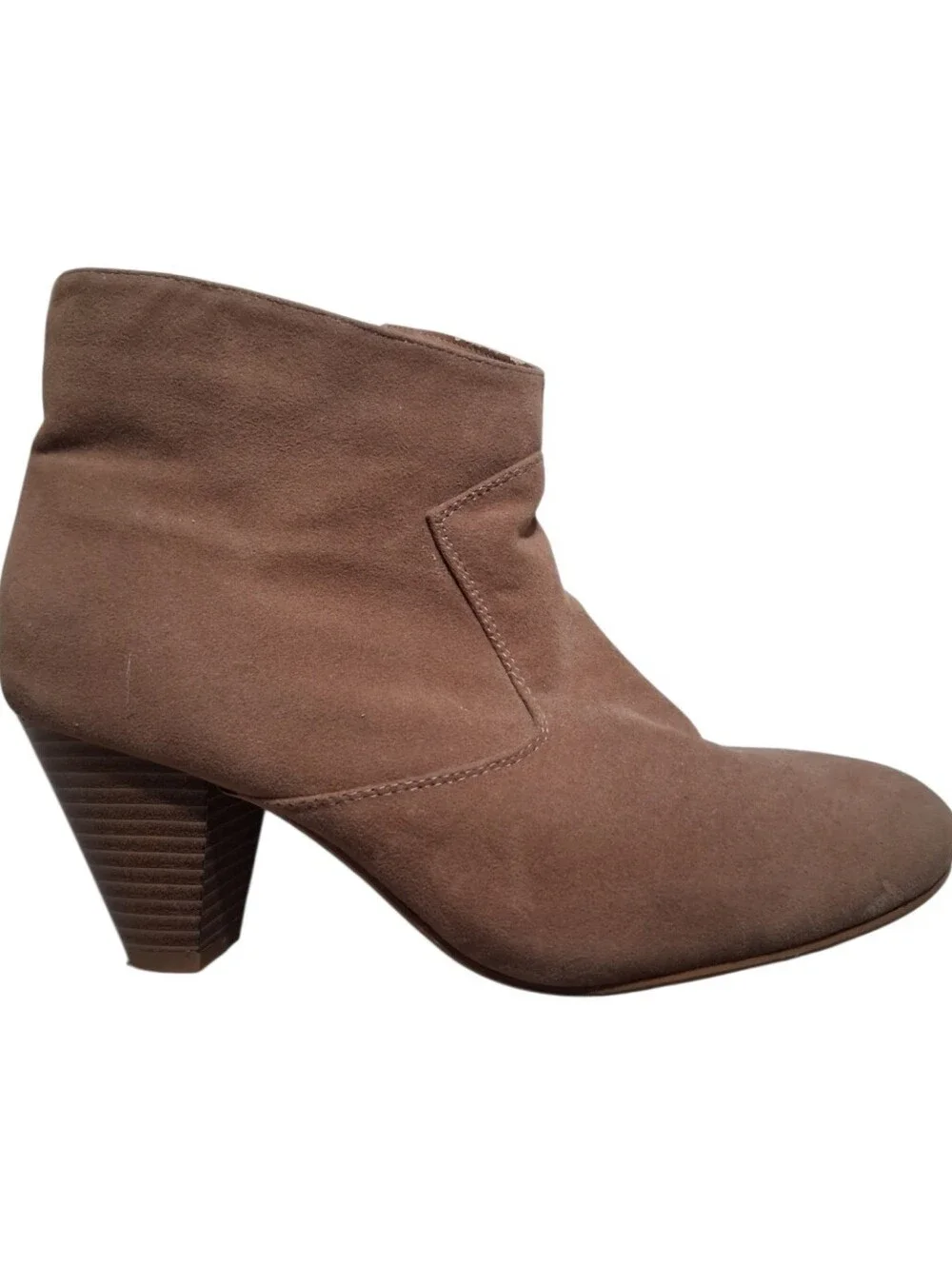 Lane Bryant Brown Faux Suede Block Heel Fall Ankle Boots Size 8W Classic Chic